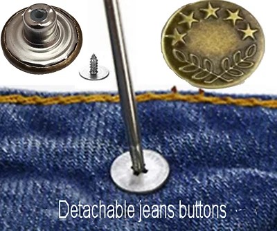 17mm detachable jeans button Screw on Fasteners Repair Denims Jackets UK - Image 1 of 4