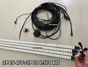JHB TRIPLE ROW PURE WHITE LED 2x 4FT+2x 6.5FT Trucks Underglow Strips Lights Kit - Picture 1 of 5