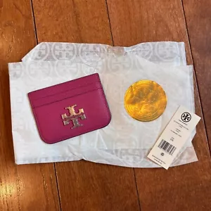 NWT Tory Burch Eleanor Pebbled Leather Card Case Mini Wallet Plumberry $128 - Picture 1 of 6