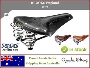 LEATHER BIKE SADDLES - SPRUNG - BROOKS ENGLAND - B67 LEATHER BICYCLE SEAT  - Bild 1 von 8