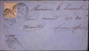 QV GB 1876 cover SG139 2 1/2d rosy mauve pl 2 (wmk anchor). Swansea to Nantes - Picture 1 of 4