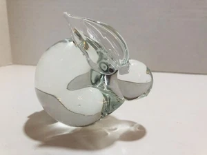 Rabbit Art Glass Hand Blown Paperrweight Clear Rabbit Bunny (BM BW) - Picture 1 of 8