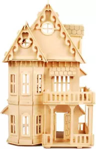 Children's 17" Wooden 6 Rooms DIY Kits 3D Puzzle for Christmas Party Halloween H - Picture 1 of 12