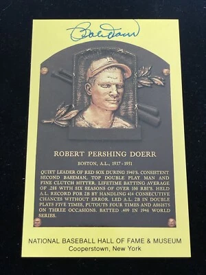 Bobby Doerr Signed Baseball Hall Of Fame Plaque Postcard JSA COA Red Sox Bob - Image 1 of 2