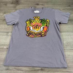 Mens Three 3 Floyds Brewing T-Shirt Size Large Double Sided Beer Tee - Picture 1 of 7