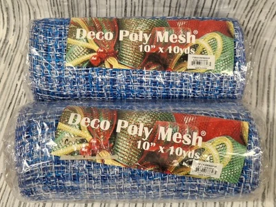 2x Blue White Deco Poly Mesh 10” X 10 Yards A Lot Of Two Brand New RE5303N6 - Image 1 of 4