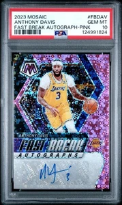 2023-24 Mosaic Basketball Anthony Davis #FB-DAV Fast Break Pink Auto /15 PSA 10 - Bild 1 von 2