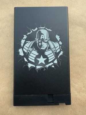 Captain America Pop Up Wallet Black Leather Credit Card Holder and Cash Aluminum - Image 1 of 4