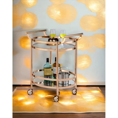 Carro de almacenamiento móvil para cocina sala de estar tapa de vidrio templado + estante con espejo Foto 1 de 4