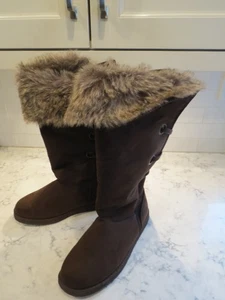 New Cloudwalkers fashion knee high brown boots 11W faux fur Daphne designer - Picture 1 of 5
