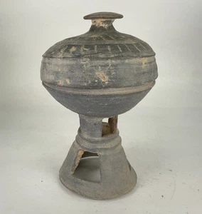 Korean Silla Dynasty 57BC - 935AD Pottery Pedestal Bowl W Lid Museum Piece - Picture 1 of 18
