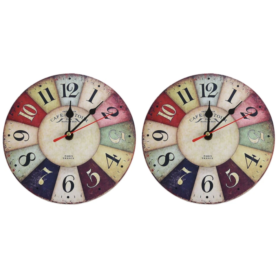  2X Orologio da Parete Nel Legno  Moderno Vintage  Shabby  1216 - Immagine 1 di 1