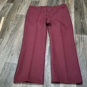 Vintage Men’s Wrangler Red Wine Polyester Flared Bootcut Pants 42x30 - Picture 1 of 12