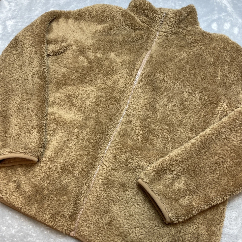 Chaqueta polar de hilo mullido Uniqlo para mujer XL color camel tostado cremallera completa bolsillos de peluche Foto 1 de 4