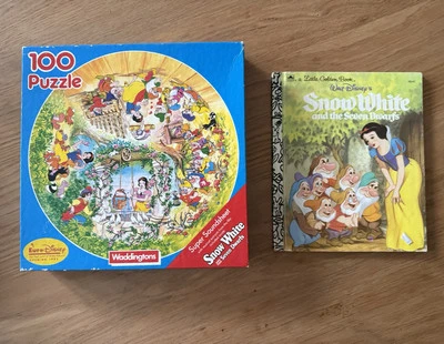 Paquete Blancanieves vintage (puzzle redondo y libro) de 1984 y 1992  Foto 1 de 4