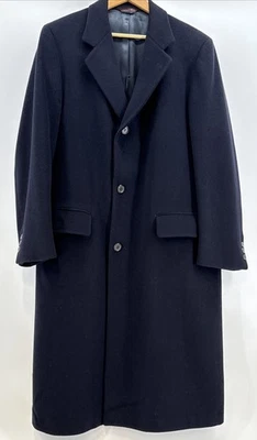 Abrigo largo Thomas & Moore 100 % lana de un solo pecho negro liso Foto 1 de 4