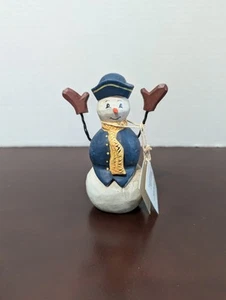 Primitive Folk Art Snowman Linda S. Stang (2002) Rustic Winter Decor - Picture 1 of 5