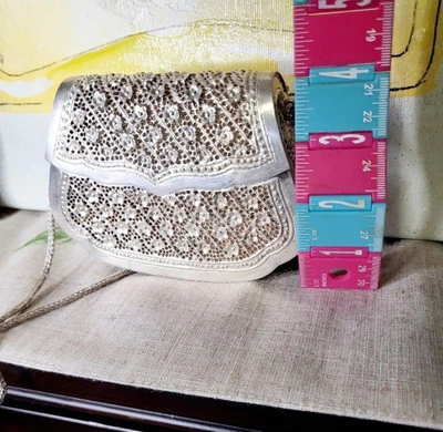 Vintage 1970s Silver Plated Handbag, Ornate - Image 1 of 4