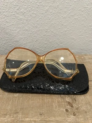 Vintage Peach Colored Eyeglasses Sanders - Lisa Large Round Scalloped Edges - Image 1 of 4