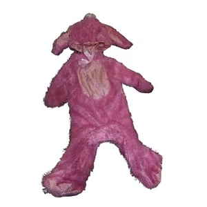 Rubies Pink  Faux Fur 2 Piece Bow Gingham Paw Bunny Rabbit Costume 6-12 Months - Picture 1 of 8