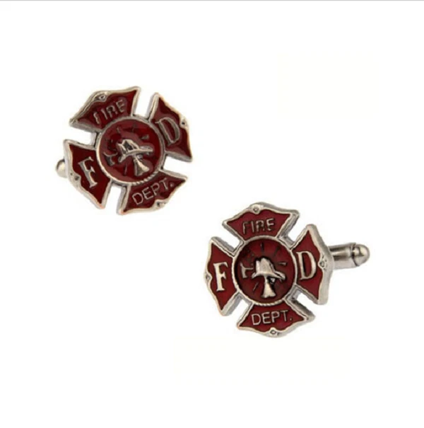 Fire Dept. Fighter Gunmetal Stainless Steel Cuff Links Dress Shirt Cufflinks - Image 1 of 1