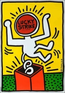 Keith Haring " LUCKY STRIKE " 1987 Offset Lithograph Poster H 39.3 x W 27.5 in - Picture 1 of 1