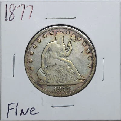 1877 50C Seated Liberty Half Dollar in Fine Condition #04207 - Image 1 of 2