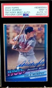 Dale Murphy 2020 Topps Decades' Best Auto # 15/25 PSA/DNA MINT 9 w 10 AUTO POP 1
