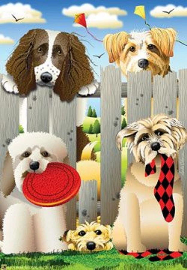 BANDERA DE LA CASA--28" X 40"--MEJORES AMIGOS--perros--por Jeremiah Junction Foto 1 de 1