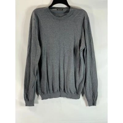 Suéter Pullover MASSIMO DUTTI Para Hombre Gris Cuello Redondo Mezcla de Algodón Codo Parche Talla XL Foto 1 de 4