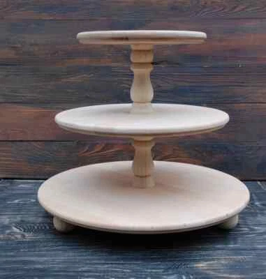 Rustic 3 tier cake stand, Wooden cupcake holder, Wedding cupcake stand, Handmade - Image 1 of 3