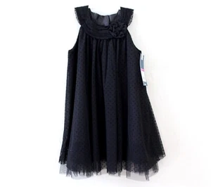 Vestido Genuino Niños OshKosh Sin Mangas Punto Suizo Malla Tul Línea A Negro Talla 3T - Imagen 1 de 4