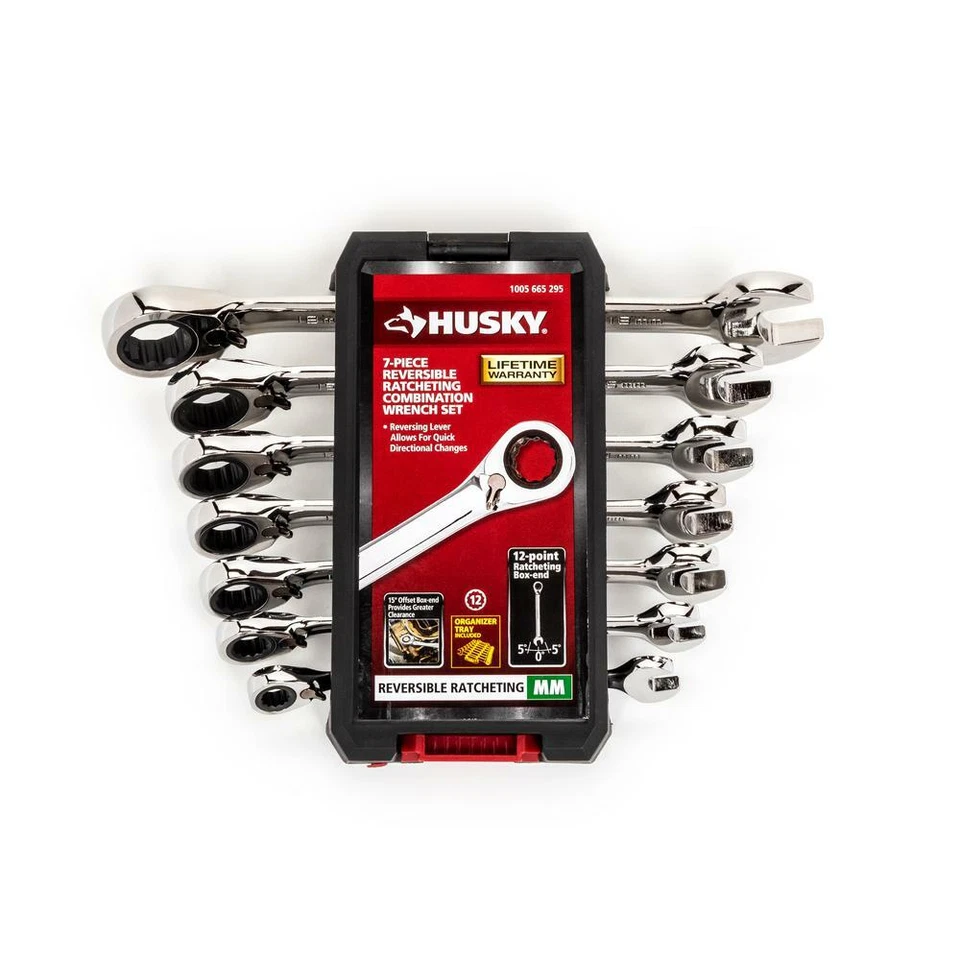 Husky 1005 665 295 7-Piece Reversible Ratcheting Combination Wrench Set