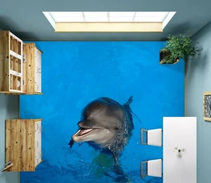 3D Dolphin Sea 33RAIN57 Floor WallPaper Murals Wall Print Decal AJ Honey - Picture 1 of 6