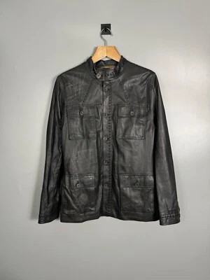 NWOT Roberto Cavalli Distressed Men's Very Rare Leather Jacket MA+ Style Size 52 - Image 1 of 4