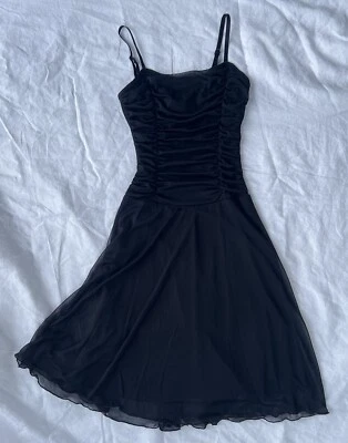 Mini Vestido Negro Acanalado LaBelle Años 90 De Colección Hada Oscura Grunge Festival Gótico Pequeño Foto 1 de 4