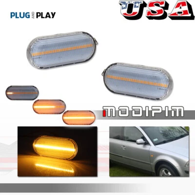 DYNAMIC LED SIDE MARKER FENDER TURN SIGNAL LIGHTS FOR VOLKSWAGEN MK4 GOLF JETTA - Image 1 of 4