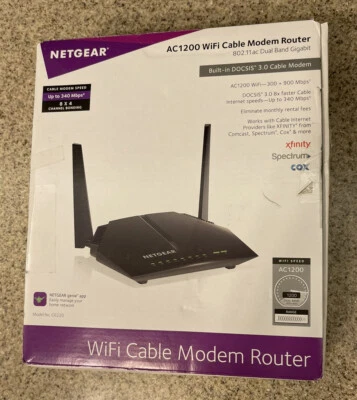 NETGEAR AC1200 WiFi Cable Modem Router, Model C6220, 802.11ac Dual Band Gigabit - Image 1 of 4