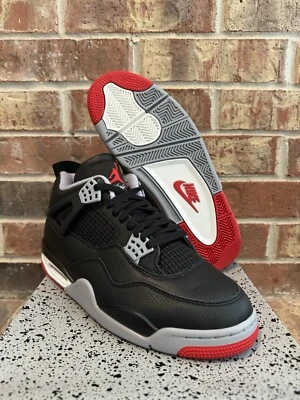 Nuevo 10 Nike Air Jordan 4 IV Retro Bred Reimaginado Negro Rojo FV5029-006 Para hombres Foto 1 de 4