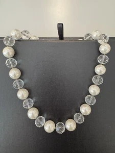 Stunning Handmade Rock Crystal Shell Pearl Necklace With Silver Heart Clasp - Picture 1 of 5