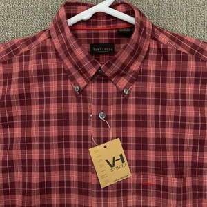 NEU Van Heusen Hemd Herren Medium 15-15,5 rot kariert Knopfleiste Langarm Baumwolle - Bild 1 von 14