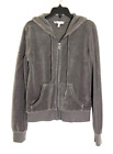 S - Juicy Couture Distressed Gray Hoodie Full Front Zip 2 Pockets