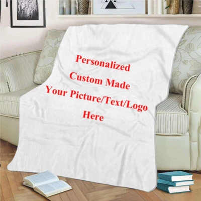 Personalised Gift Custom Flannel Bedspread Sofa Throw Blanket Christmas Birthday - Image 1 of 4