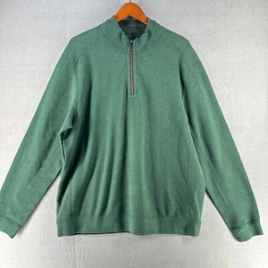 Tommy Bahama Quarter Zip Mens Sweater XL Green Long Sleeve Double Sided Dad - Picture 1 of 14