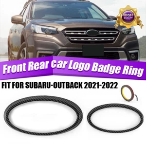 Carbon Fiber Black Front Rear Emblem Badge Logo Trims For Subaru Outback 2022-23 - Picture 1 of 10