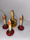 Vtg Lit Of 4 Wood Candles Ornaments Hand Painted Taiwan 3? To 3-1/2?