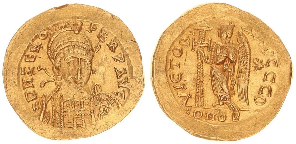Imperio Romano - Oro Solidus 474-475 Constantinopla - Zenón Rápido Vz 78659 Foto 1 de 1