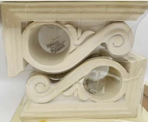 Set of 2 Decorative Wall Drapery Sconces Curtain Carved Ivory Victorian Romantic - Picture 1 of 6