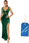 Belle Split Thigh Sequin Cami Dress For Women Size Medium Color Dark Green 6M