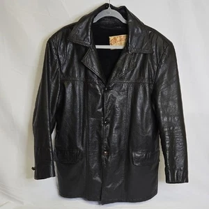 Chaqueta deportiva de cuero excelente vintage años 70 con forro, negra, para hombre talla 42 - Imagen 1 de 12
